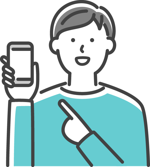 スマートフォンを持った男性のアイコン